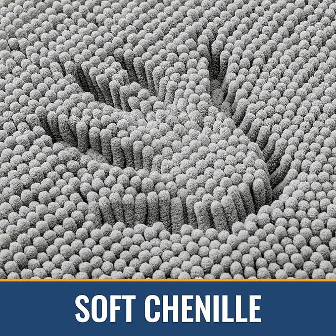 Arotive Bathroom Rugs 24x16, Extra Soft Absorbent Shaggy Chenille Bath Rugs, Machine Washable Rubber Backing Non-Slip Bath Mats for Bathroom Floor Tub and Shower, Home Decor Accessories, Light Grey - ModernBath