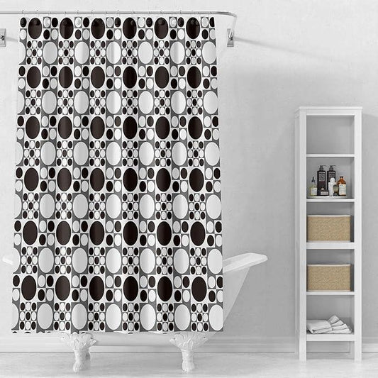 TIKABC Shower Curtain Liner, 4G PEVA Black and White Circles Shower Liner, Plastic Waterproof Shower Curtains, 72x72 inch with Grommet Holes 3 Magnetic Weights - ModernBath