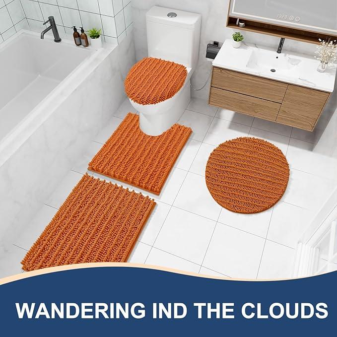 Arotive Luxury Chenille Bathroom Rug Mat, Extra Soft Thick Absorbent Shaggy Bath Rugs, Non-Slip Machine Wash Dry, Plush Bath Mats for Bathroom, Shower and Tub, 30x20, Clay - ModernBath