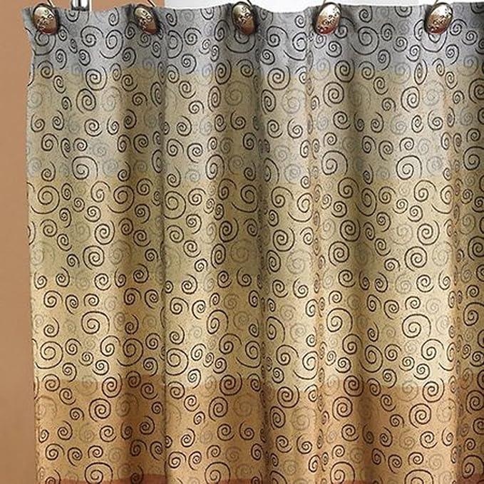 Zahari Home 13pc Miramar Bathroom Shower Curtain Sets Shower Curtain & 12 Shower Bathroom Hooks Modern Classic Luxury Contemporary Decor Multi Color Shower Curtain Set - ModernBath