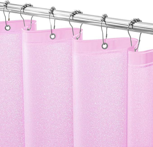 Seenus Dreamy Pink Glitter PEVA Shower Stall Curtain 48 x 72 inch, Waterproof Plastic Sparkle Shower Curtain Liner with Large Magnets, Blingbling Shimmery Bathroom Shower Curtain Rose Pink - ModernBath