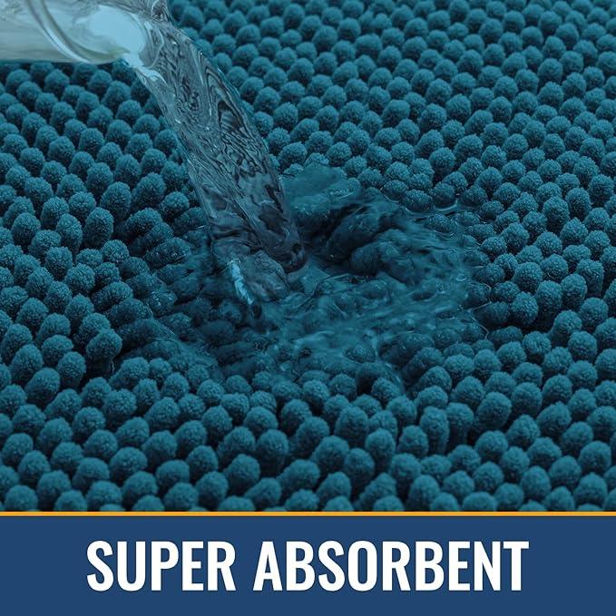Arotive Bathroom Rugs 24x16, Extra Soft Absorbent Shaggy Chenille Bath Rugs, Machine Washable Rubber Backing Non-Slip Bath Mats for Bathroom Floor Tub and Shower, Home Decor Accessories, Peacock Blue - ModernBath