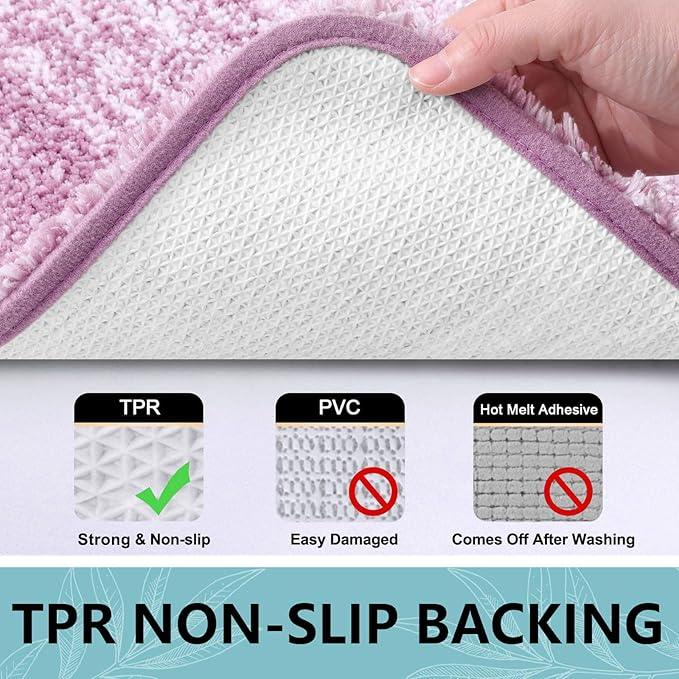 Arotive Microfiber Bathroom Rugs, Shaggy Soft and Absorbent Contour Toilet Rugs, Non-Slip, Thick Plush Machine Washable Dry Bath Mats for Toilet Base, 24x20, Purple, U-Shape - ModernBath