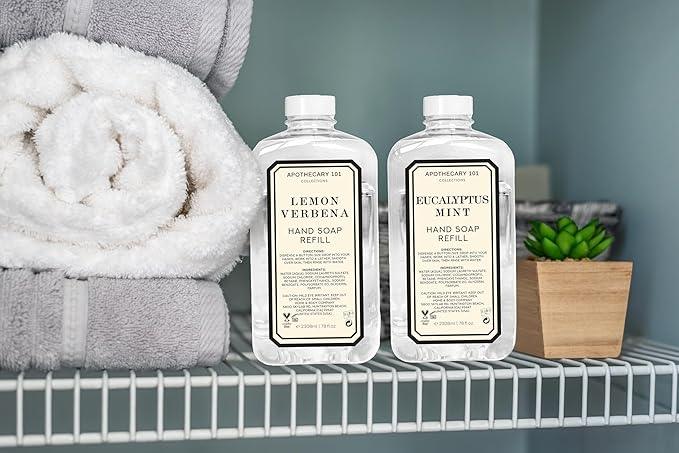 Apothecary 101 Collections | Hand Soap Refill | Home and Body Company | 78oz x 2 | Lemon Verbena & Eucalyptus Mint - ModernBath