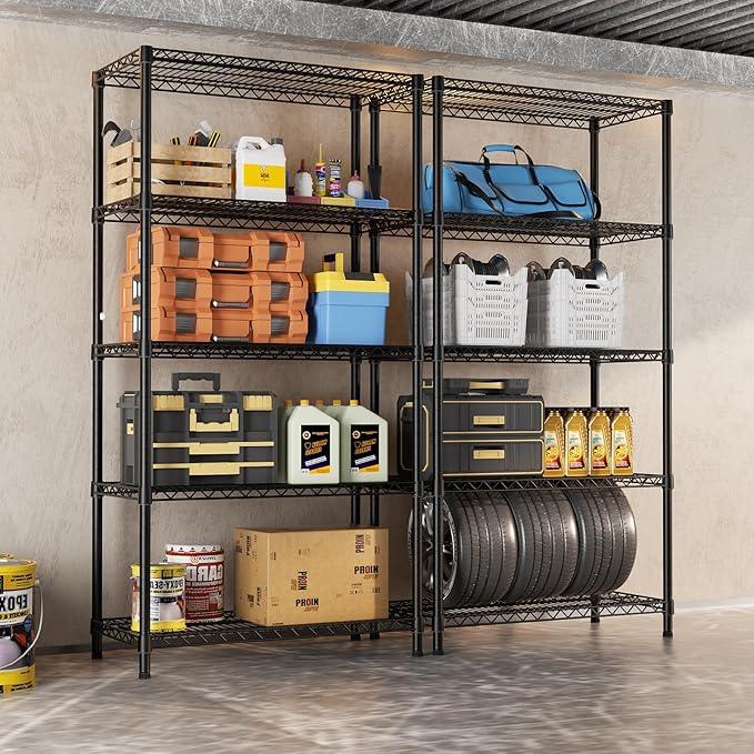 SINGAYE 5 Garage Shelving Wire Storage Heavy Duty Shelves 1750LBS Shelving Unit Metal Bathroom Organizers and Shelf Wire Closet Pantry Kitchen Rack 18" Dx36 Wx71 H Black - ModernBath