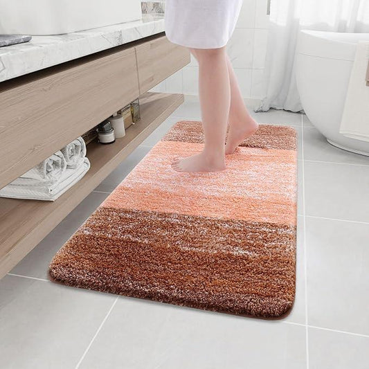 Arotive Microfiber Bathroom Rugs, Shaggy Soft and Absorbent Bath Rug, Non-Slip, Thick Plush Machine Washable Dry Bath Mats for Bathroom, Tub and Shower, 44x24, Orange, Rectangular - ModernBath