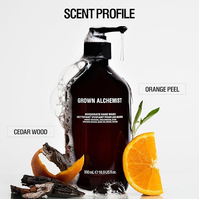 Grown Alchemist Invigorate Hand Wash – Liquid Hand Soap with Aloe, Sweet Orange, Cedarwood & Sage – Gentle, Moisturizing Kitchen & Bathroom Soap, Natural Plant Based Gel Cleanser, 500mL - ModernBath
