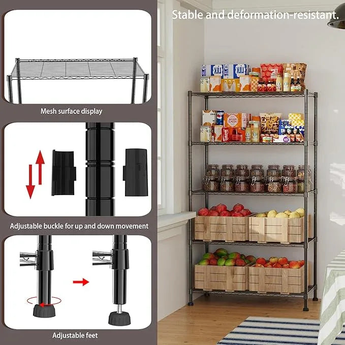 REGILLER 5-Wire Shelving Metal Storage Rack Adjustable Shelves,17.7" D×35.4" W×72.3" H Standing Storage Shelf Units for Laundry Bathroom Kitchen Pantry Closet - ModernBath