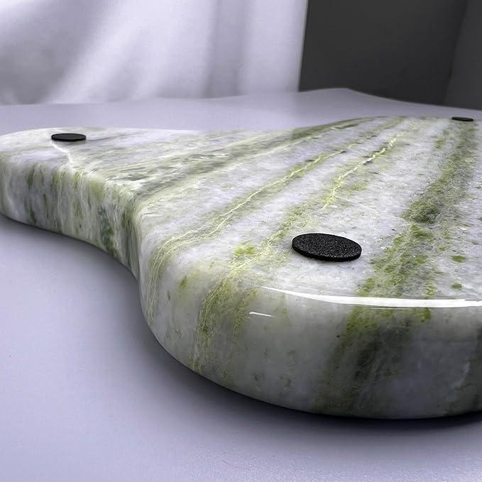 Natural Marble Decorative Tray, Cloud Shape, Modern Style, Polished Finish, Bathroom Kitchen Counter Vanity Organizer (Green-Marble-Diagonal) - ModernBath
