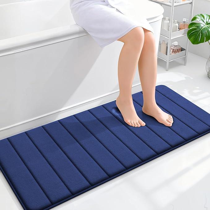 OLANLY Memory Foam Long Bathroom Rugs Runner 47x20, Super Soft Absorbent Bath Mat, Quick Dry, Machine Washable Shower Rugs, Bathmat Carpet, Bathroom Home Decor Accessories, Twilight Sapphire - ModernBath
