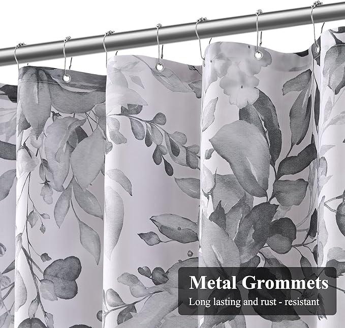BOODII Grey Plant Watercolor Shower Curtains 72 inches Long Floral Leaf Shower Curtain for Bathroom Botanical Leaves Grey Eucalyptus Curtain Jungle Bathroom Decor 72x72 - ModernBath