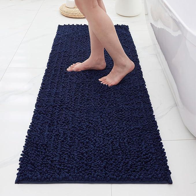 ILANGO Bathroom Rugs Navy Blue 70x24,Extra Soft Absorbent Chenille Bath Rugs,Thick Non-Slip Shaggy Bath Mat,Machine Washable Quick Dry Bath Mats for Bathroom Runner Floor, Tub, Shower Accessories - ModernBath