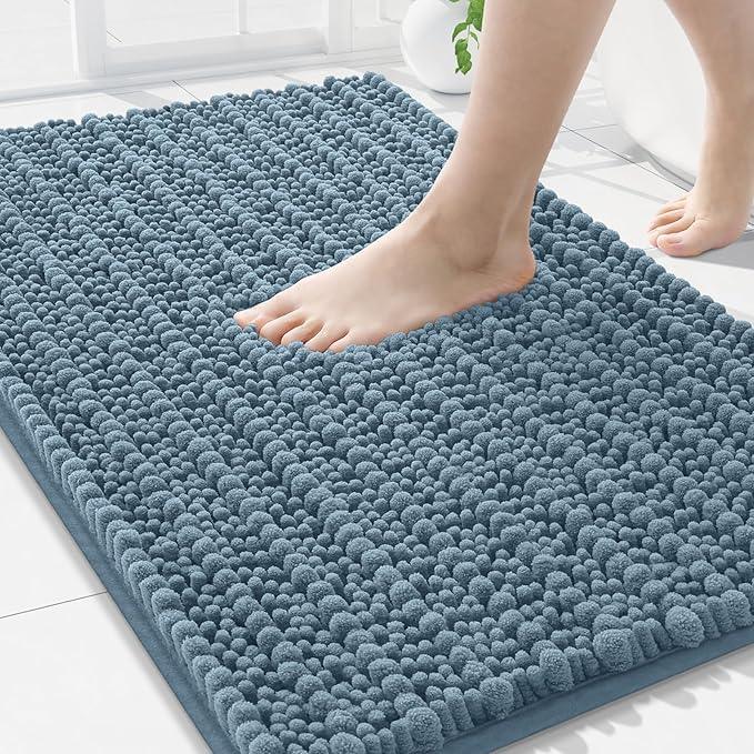 Arotive Luxury Chenille Bathroom Rug Mat, Extra Soft Thick Absorbent Shaggy Bath Rugs, Non-Slip Machine Wash Dry, Plush Bath Mats for Bathroom, Shower and Tub, 34x21, Smoky Gray - ModernBath