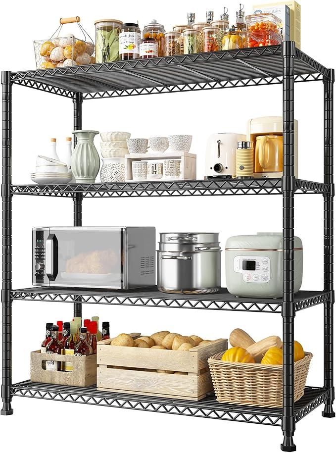 REIBII Wire Shelving Storage Shelves Metal Shelves Heavy Duty Shelving Adjustable Garage Storage Wire Shelf Pantry Shelves for Bedroom Kitchen Rack 35.5''W x 14''D x 59''H - ModernBath