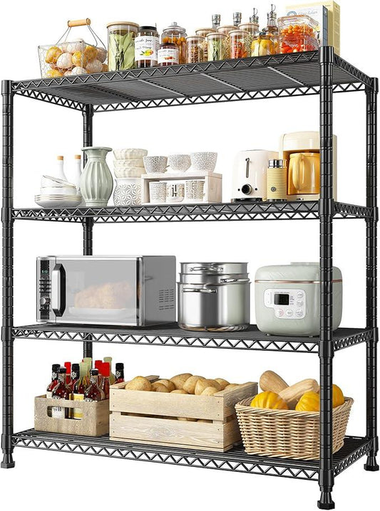 REIBII Wire Shelving Storage Shelves Metal Shelves Heavy Duty Shelving Adjustable Garage Storage Wire Shelf Pantry Shelves for Bedroom Kitchen Rack 35.5''W x 14''D x 59''H - ModernBath