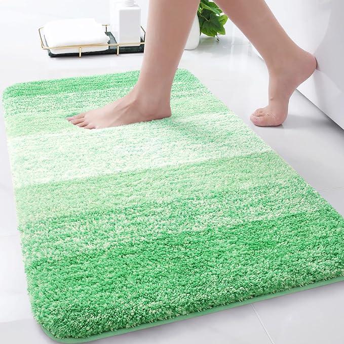 Arotive Microfiber Bathroom Rugs, Shaggy Soft and Absorbent Bath Rug, Non-Slip, Thick Plush Machine Washable Dry Bath Mats for Bathroom, Tub and Shower, 30x20, Green, Rectangular - ModernBath