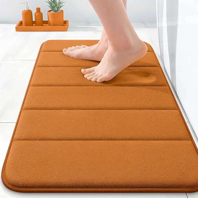 OLANLY Memory Foam Bath Mat 24x16, Super Soft Absorbent Bathroom Rugs, Quick Dry, Machine Washable Shower Floor Rugs, Bathmat Carpet, Bathroom Home Decor Accessories, Ochre - ModernBath