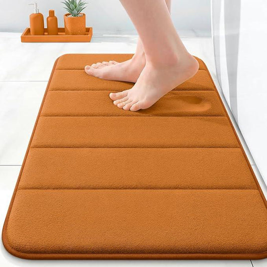 OLANLY Memory Foam Bath Mat 24x16, Super Soft Absorbent Bathroom Rugs, Quick Dry, Machine Washable Shower Floor Rugs, Bathmat Carpet, Bathroom Home Decor Accessories, Ochre - ModernBath