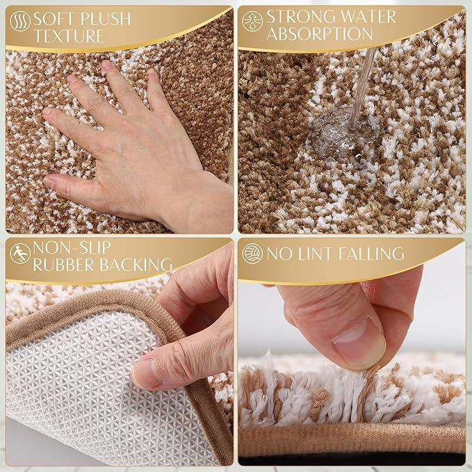 WSBArt 32PCS Bathroom Set Bathroom Sets with Shower Curtain and Rugs Beige Bathroom Accessories,Shower Curtain Set,Bathroom Rug Set with Bathroom Trash Can - ModernBath