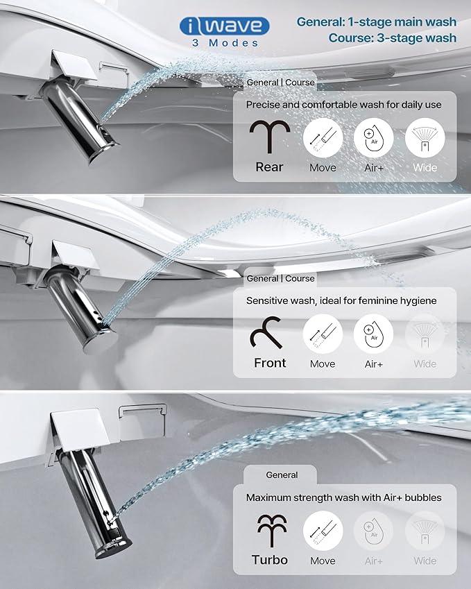 Coway Electronic Bidet Elongated Toilet Seat with Instantaneous Water Heating, Heated Seat and Dryer, Soft Close Lid, Stainless Nozzle, Self Cleaning, Remote Control 400S - ModernBath