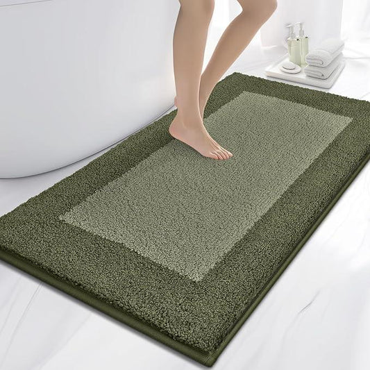 anllugs Bathroom Rugs 30" x 60", Non-Slip Extra Soft Absorbent Bath Rugs, Machine Washable Quick Dry Bath Mats for Bathroom Floor, Shower, Bathtub and Sink, Olive Green & Green - ModernBath
