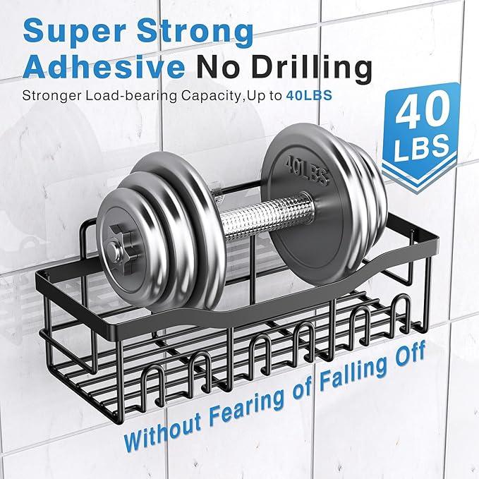 EUDELE Adhesive Shower Caddy, 5 Pack Rustproof Stainless Steel Bath Organizers With Large Capacity, No Drilling Shelves for Bathroom Storage & Home Decor - ModernBath