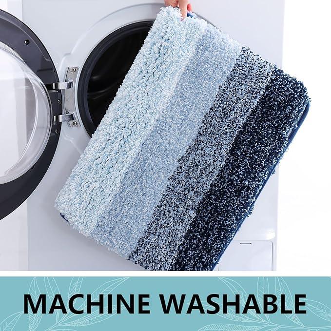 Arotive Microfiber Bathroom Rugs, Shaggy Soft and Absorbent Bath Rug, Non-Slip, Thick Plush Machine Washable Dry Bath Mats for Bathroom, Tub and Shower, 24x24, Dark Blue, Round - ModernBath