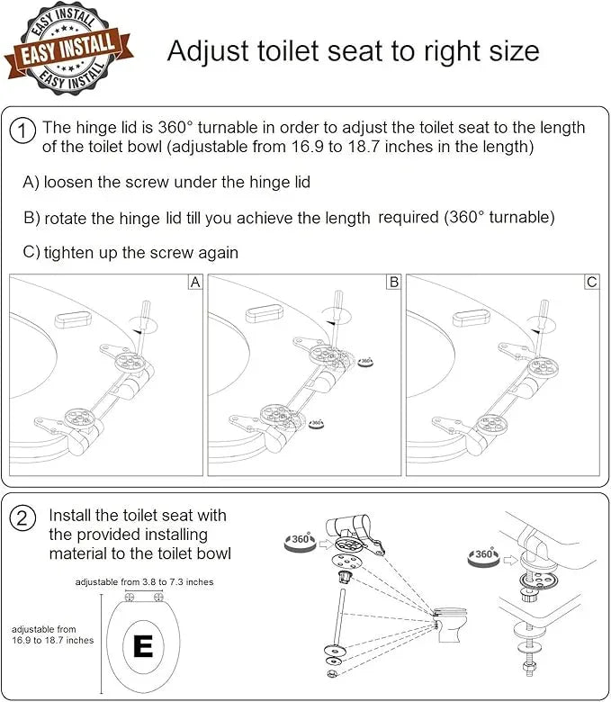 SANILO Wooden Toilet Seat with Soft Close [ELONGATED] - Decorative, Quiet & Slow Close Molded Wood Seat - With Strong Bumpers & Hinges - Adjustable Fit - Rustic - ModernBath