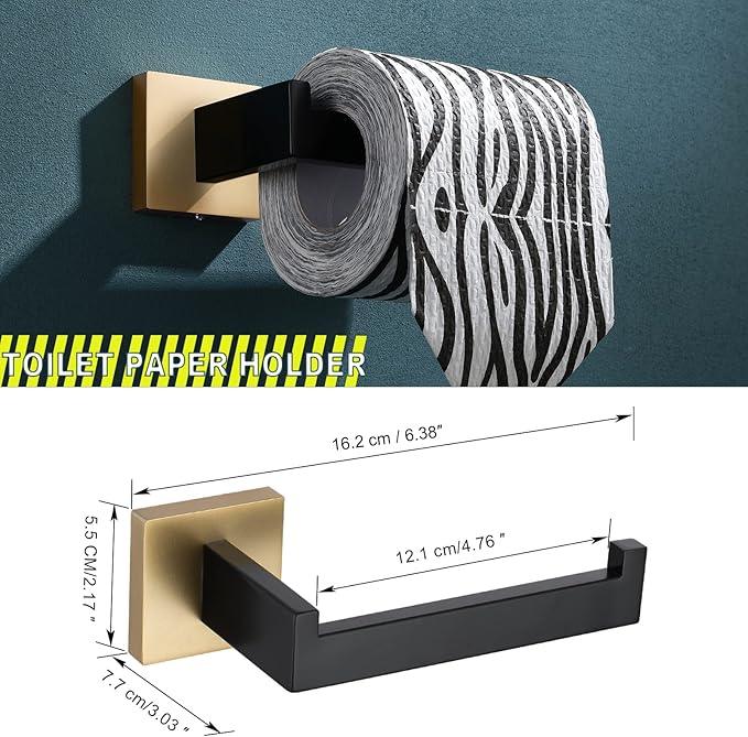 Bathroom Towel Bar Holder Sets Black and Gold 4-Piece Bathroom Hardware Set Stainless Steel Bath Accessories Kit. Wall Mounted,23.6 Inch - ModernBath