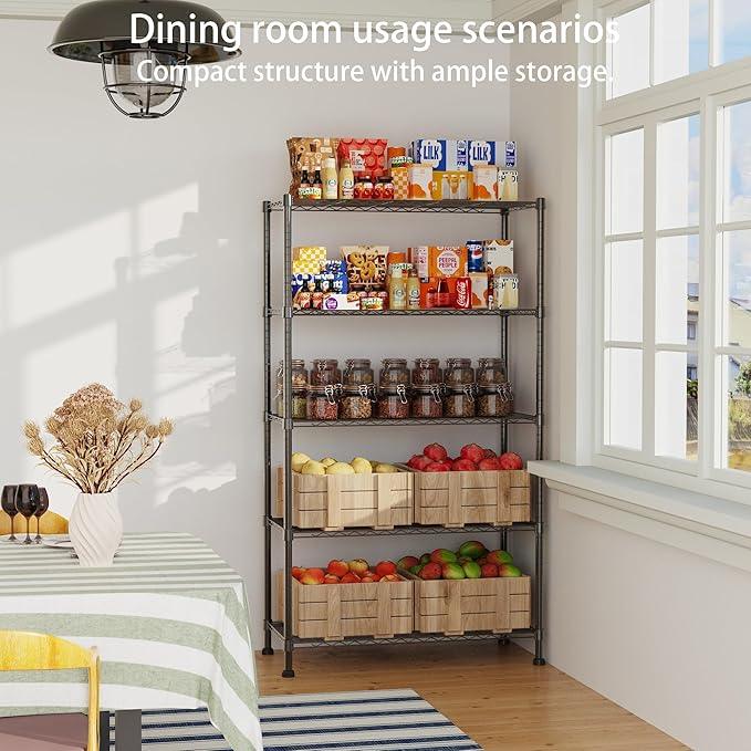REGILLER 5-Wire Shelving Metal Storage Rack Adjustable Shelves,17.7" D×35.4" W×72.3" H Standing Storage Shelf Units for Laundry Bathroom Kitchen Pantry Closet - ModernBath
