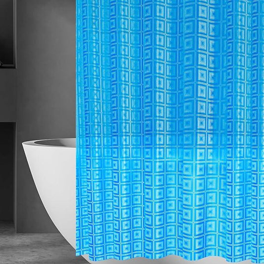 ZEMAHOMEEVA 3D Blue Geometric Plastic Shower Curtain Liner - Premium Light Weight 72" x 72" Blue Bathroom Shower Showroom Curtain Liner with Rustproof Metal Gromments and Weighted Magnet - ModernBath