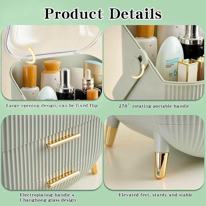 GLTAYLMY Makeup Organizer for Vanity, Cosmetics Skincare Organizers with Lid and Drawers, Cosmetic Display Cases for Countertop Bathroom Dresser, Ideal Gifts for Brush Lipstick Perfume Jewellry - ModernBath