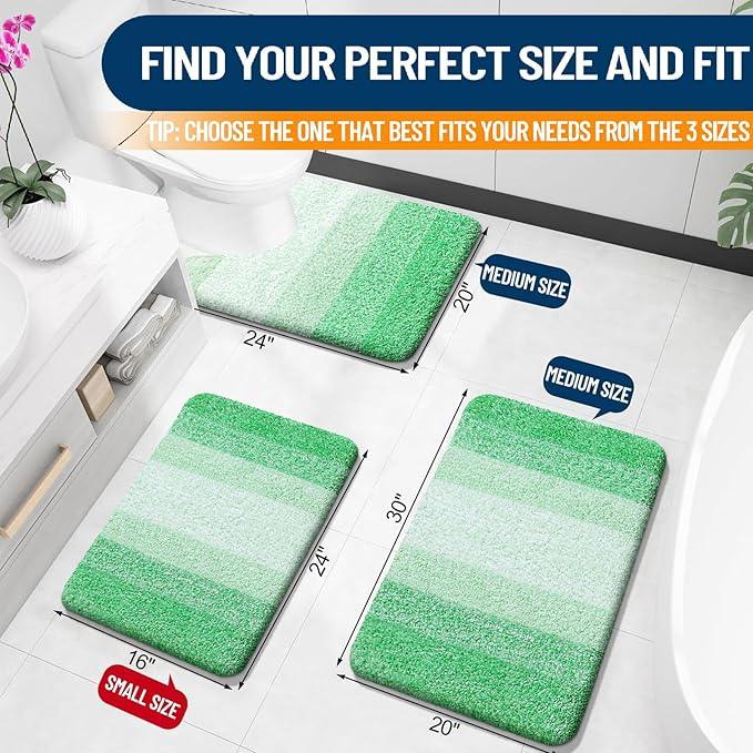 OLANLY Bathroom Rugs Mat 30x20, Extra Soft Absorbent Microfiber Bath Rugs, Rubber Backing, Quick Dry, Machine Washable Bath Mats for Bathroom Floor, Tub and Shower, Home Decor Accessories, Green - ModernBath