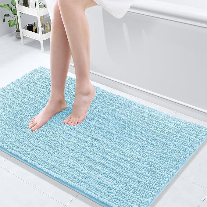 Arotive Luxury Chenille Bathroom Rug Mat, Extra Soft Thick Absorbent Shaggy Bath Rugs, Non-Slip Machine Wash Dry, Plush Bath Mats for Bathroom, Shower and Tub, 44x24, Blue - ModernBath