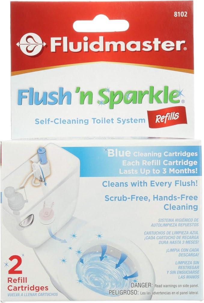 Fluidmaster 8102P8 Flush 'n Sparkle Automatic Toilet Bowl Cleaning System Refills, Blue 2-Pack, Upgraded Version - ModernBath