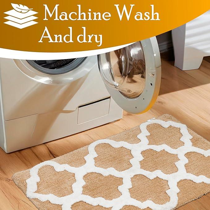 C23 Luxury Bathroom Rugs, Bath Mat - 20"x32" & 16"x24", 2200 GSM Tufted Cotton Bathroom Mat, Ultra-Absorbent Quick Dry Heavyweight Non-Slip Bathmat, Thick Soft Plush Machine Washable Bath Rug - 2 Pack - ModernBath