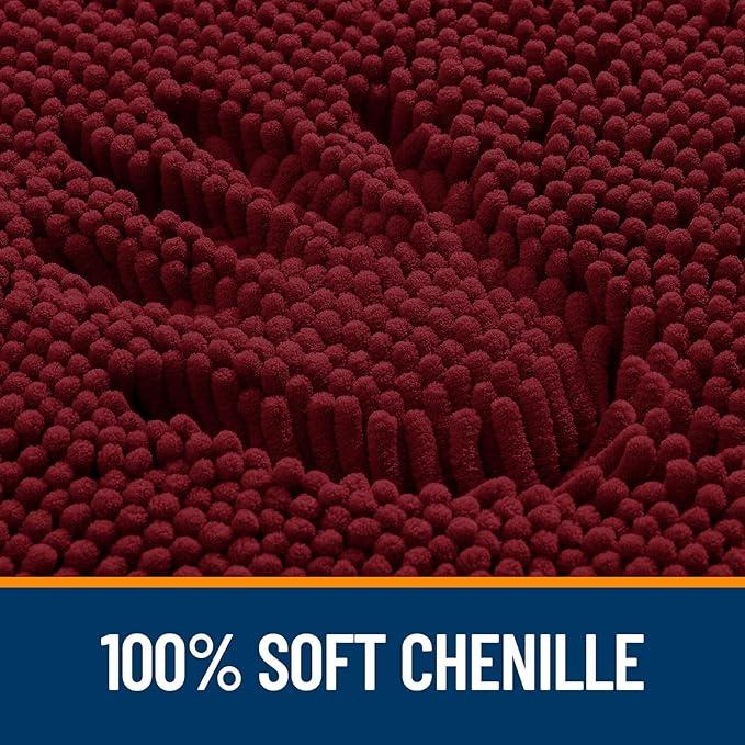 OLANLY Bathroom Rugs 59x20, Extra Soft Absorbent Chenille Bath Rugs, Rubber Backing Quick Dry, Machine Washable Bath Mats for Bathroom Floor, Tub and Shower, Home Decor Accessories, Burgundy - ModernBath
