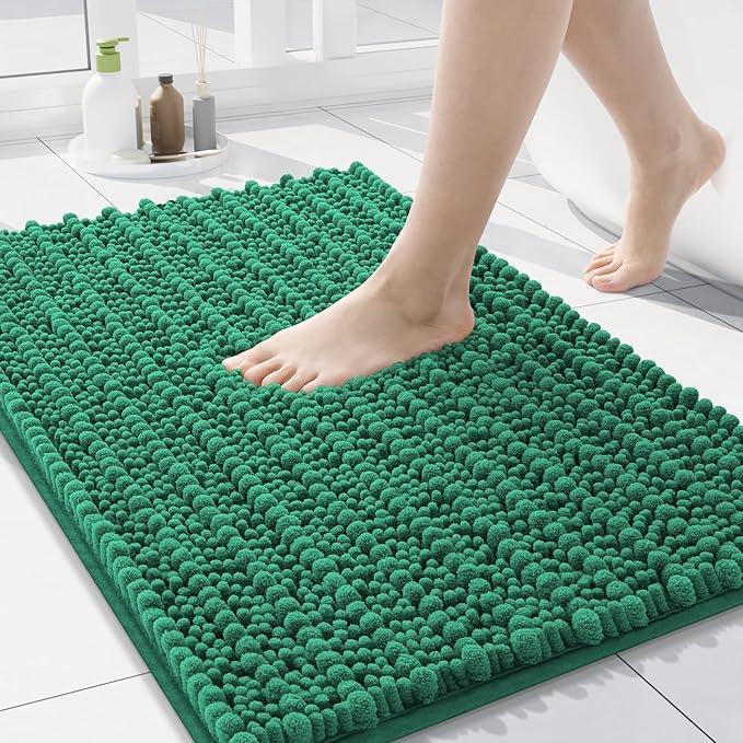 Arotive Luxury Chenille Bathroom Rug Mat, Extra Soft Thick Absorbent Shaggy Bath Rugs, Non-Slip Machine Wash Dry, Plush Bath Mats for Bathroom, Shower and Tub, 24x16, Emerald - ModernBath