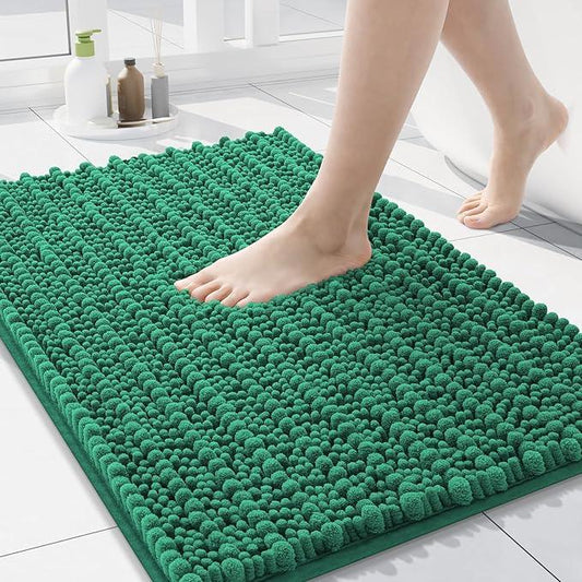 Arotive Luxury Chenille Bathroom Rug Mat, Extra Soft Thick Absorbent Shaggy Bath Rugs, Non-Slip Machine Wash Dry, Plush Bath Mats for Bathroom, Shower and Tub, 24x16, Emerald - ModernBath