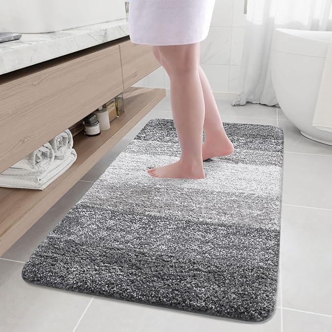Arotive Microfiber Bathroom Rugs, Shaggy Soft and Absorbent Bath Rug, Non-Slip, Thick Plush Machine Washable Dry Bath Mats for Bathroom, Tub and Shower, 50x30, Grey, Rectangular - ModernBath