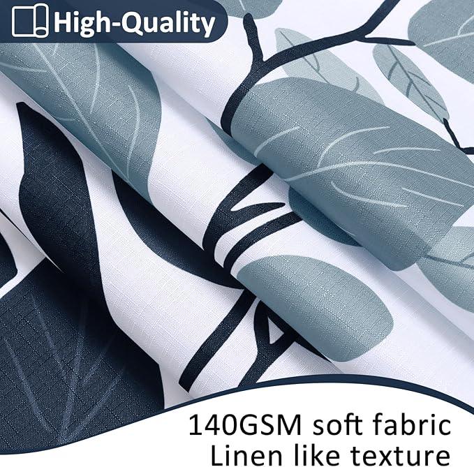 BOODII Navy Blue Leaf Shower Curtain for Bathroom Dark Blue Botanical Eucalyptus Nature Eucalyptus Shower Curtains Set Floral Leaves Bathroom Decor Natural Bath Curtain 72x72 - ModernBath