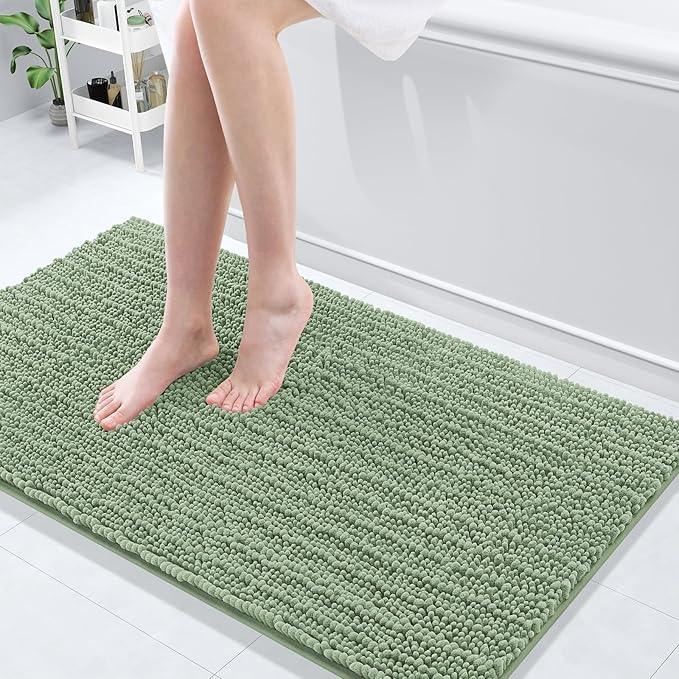 Arotive Luxury Chenille Bathroom Rug Mat, Extra Soft Thick Absorbent Shaggy Bath Rugs, Non-Slip Machine Wash Dry, Plush Bath Mats for Bathroom, Shower and Tub, 47x24, Sage Green - ModernBath
