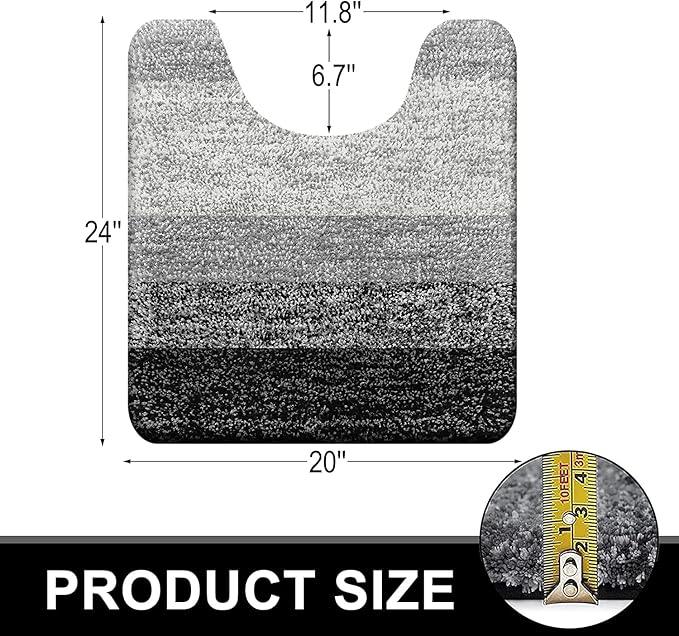 OLANLY Luxury Toilet Rugs U-Shaped 24x20, Extra Soft and Absorbent Microfiber Bathroom Rugs, Non-Slip Plush Shaggy Bath Mat, Machine Wash Dry, Contour Bathroom Mats for Toilet Base, Black - ModernBath