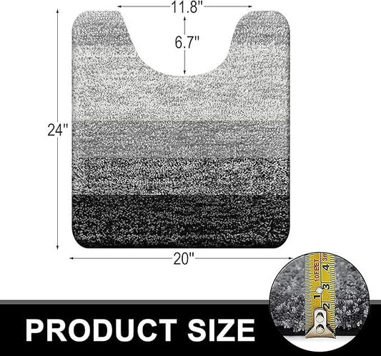 OLANLY Luxury Toilet Rugs U-Shaped 24x20, Extra Soft and Absorbent Microfiber Bathroom Rugs, Non-Slip Plush Shaggy Bath Mat, Machine Wash Dry, Contour Bathroom Mats for Toilet Base, Black - ModernBath