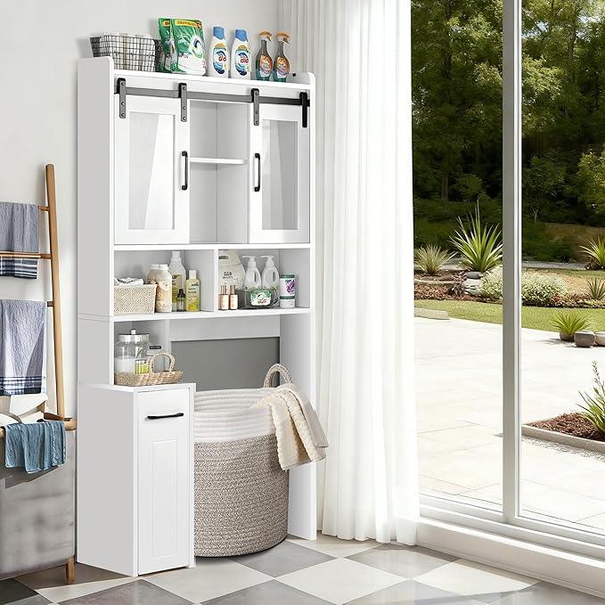 Extendable Rolling Drawer-Style Toilet Storage Cabinet. Conveniently Mobile. Sliding Storage Doors. Adjustable Shelving. Compact Bathroom Storage. Toilet Paper Holder. Bathroom, Toilet, Laundry Room - ModernBath