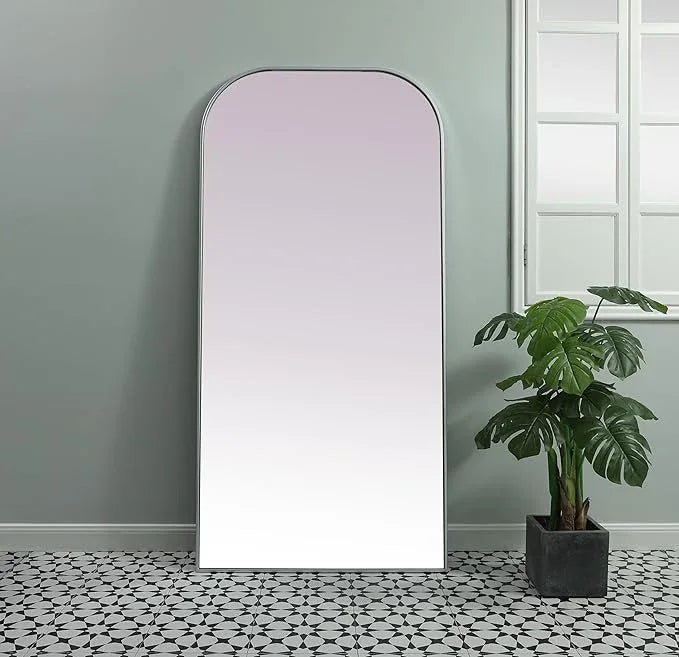 Illuminate, Metal Frame Arch Full Length Mirror 35X72 Inch in, Modern, Silver - ModernBath