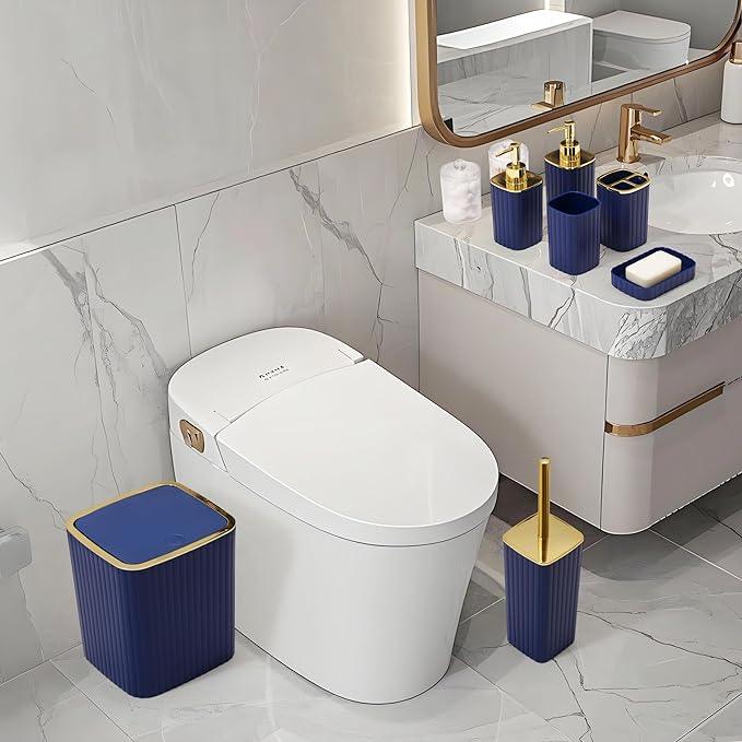 XLHOMO 26PC Bathroom Accessories Set - Gorgeous Blue Bathroom Set, Bathroom Accessory Set, Navy Blue Shower Curtain Set with Bathtub Mats for Shower Tub - ModernBath