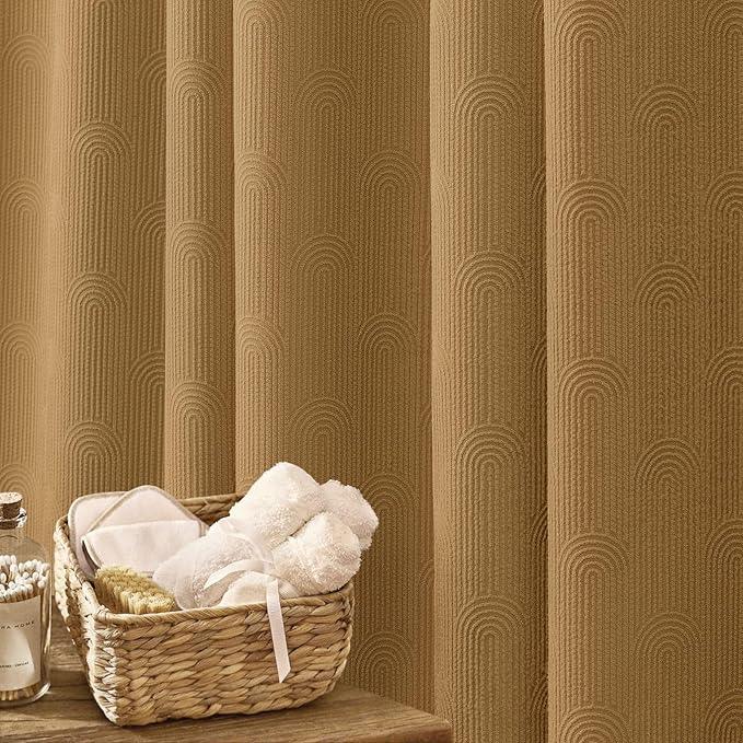 NDDYCU Brown Boho Shower Curtain,Mid Century Neutral Terracotta Mustard Fall Shower Curtain 72" W X 78" L - ModernBath
