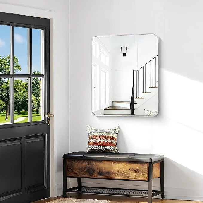 BONEWEI Silver Bathroom Mirror,30x36 inch Wall Mirror for Bathroom Wall Mounted,Rectangle Mirror for Bathroom Over Sink,Modern Frame Round Corner for Living Room,Bedroom Entryway,Horizontal/Vertical - ModernBath