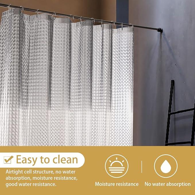 NTBAY EVA Semi-Transparent Clear Shower Curtain with Gray and White Gradient, Water-Repellent Liner with 3 Magnets for Bathroom, 72x72 Inches - ModernBath